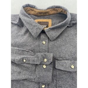 CQR Grey Cotton Flannel Long Sleeve Mens 2XL Thick Button Down Shirt